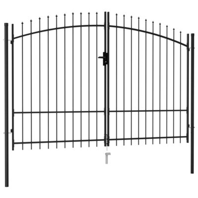 B&Q -  Fence Gate Double Door With Spike Top Steel 3X2 M Black