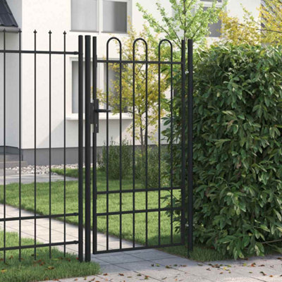 Vidaxl Fence Gate Single Door With Arched Top Steel 1X1.75 M Black
