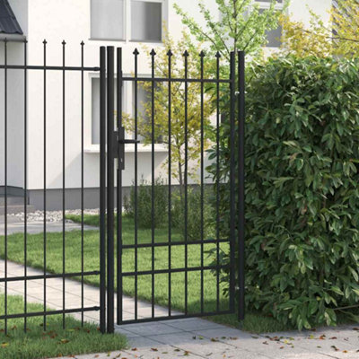 Vidaxl Fence Gate Single Door With Spike Top Steel 1X1.75 M Fence Gates Black