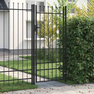 Vidaxl Fence Gate Single Door With Spike Top Steel 1X2 M Fence Gates Black