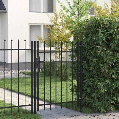 Vidaxl Fence Gate Single Door With Spike Top Steel 1X1.2 M Fence Gates Black