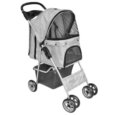 Vidaxl Folding Pet Stroller Dog/cat Travel Carrier Grey from B&Q