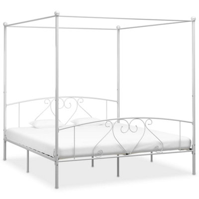 Vidaxl Bed Frame Without Mattress With Canopy White 180X200 Cm Super King Metal from B&Q