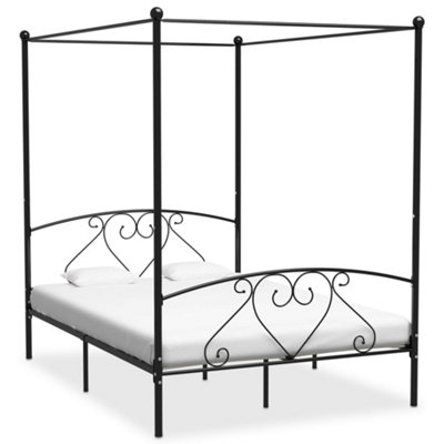 Vidaxl Bed Frame Without Mattress With Canopy Black 160X200 Cm Metal from B&Q