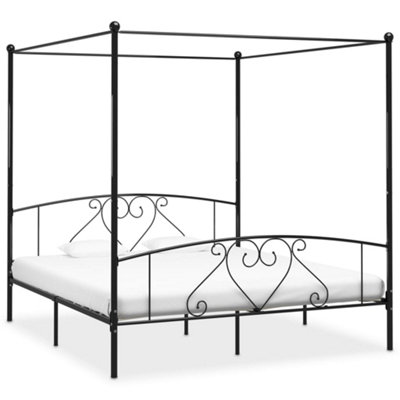 Vidaxl Bed Frame Without Mattress With Canopy Black 200X200 Cm Metal from B&Q