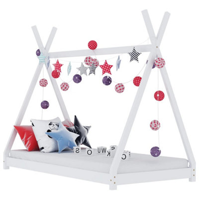 B&Q -  Kids Bed Frame White Solid Pine Wood 90X200 Cm