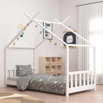 B&Q -  Kids Bed Frame White Solid Pine Wood 70X140 Cm