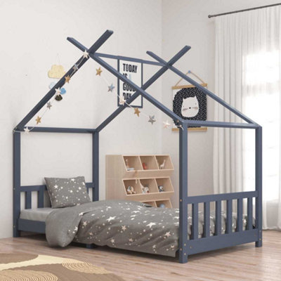 Vidaxl Kids Bed Frame Grey Solid Pine Wood 90X200 Cm from B&Q