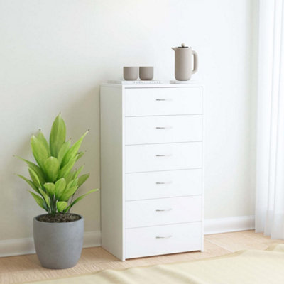 B&Q -  Sideboard With 6 Drawers White 50X34X96 Cm Engineered Wood
