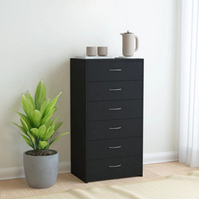 B&Q -  Sideboard With 6 Drawers Black 50X34X96 Cm Engineered Wood