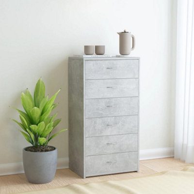 Vidaxl Sideboard With 6 Drawers Concrete Grey Engineered Wood Storage Cabinet - Image 3