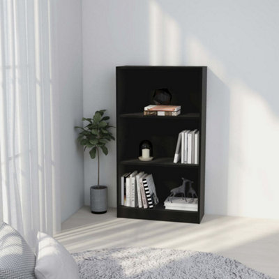 Vidaxl 3-Tier Book Cabinet 60X24x109 Cm Engineered Wood Black