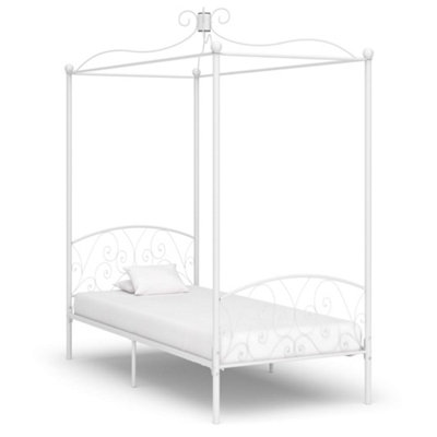 284468 Vidaxl Canopy Bed Frame Without Mattress White Metal 90X200 Cm from B&Q