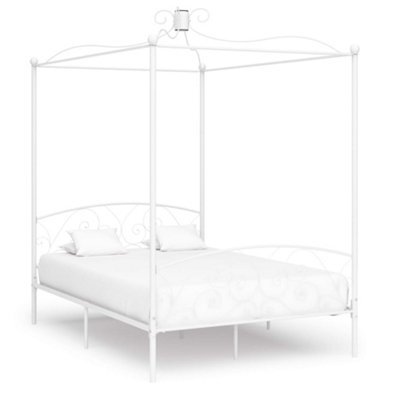 284470 Vidaxl Canopy Bed Frame Without Mattress White Metal 120X200 Cm from B&Q