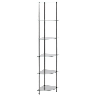 B&Q -  6-Tier Shelf Transparent 30X30X160 Cm Tempered Glass