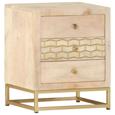 Vidaxl Bedside Cabinet 40X30x50 Cm Solid Mango Wood Gold