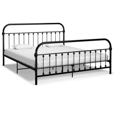 B&Q -  Bed Frame Without Mattress With Headboard Black 180X200 Cm Super King Metal