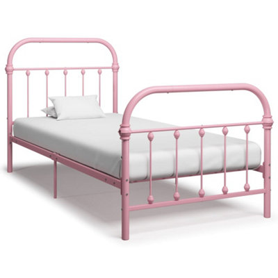 284510 Vidaxl Bed Frame Without Mattress Pink Metal 90X200 Cm from B&Q