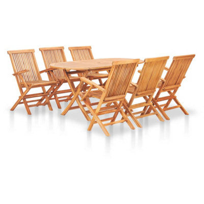 B&Q -  7 Piece Folding Outdoor Dining Set Solid Teak Wood