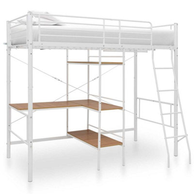 Vidaxl Bunk Bed With Table Without Mattress White Metal 90X200 Cm from B&Q