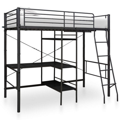 Vidaxl Bunk Bed With Table Without Mattress Black Metal 90X200 Cm from B&Q