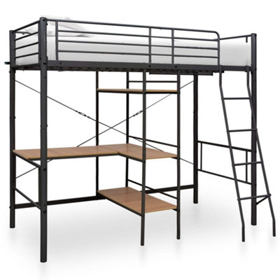 Vidaxl Bunk Bed With Table Without Mattress Grey Metal 90X200 Cm from B&Q