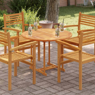 Vidaxl Table Top Solid Teak Wood Round 2.5 Cm 90 Cm Tabletops 2.5Cm