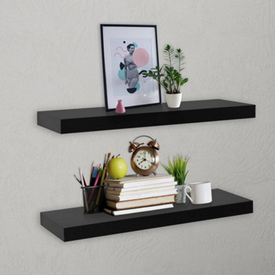 B&Q -  Floating Wall Shelves 2 Pcs Black 60X20X3.8 Cm