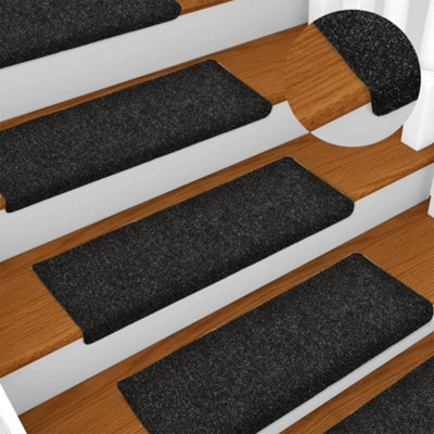 Vidaxl Stair Mats Self-Adhesive 15 Pcs 65X21X4 Cm Black Rectangular Edge from B&Q