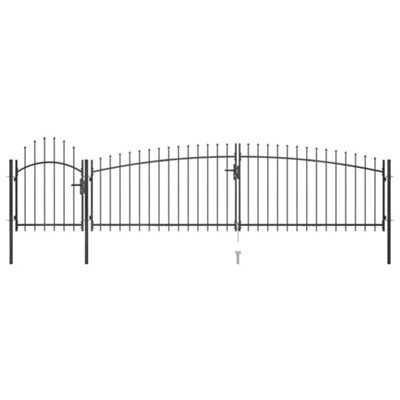 Vidaxl Garden Fence Gate With Spear Top 5X1.5 M Black Fence Gates