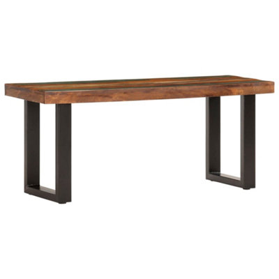 B&Q -  Bench 110 Cm Solid Reclaimed Wood And Steel Benches