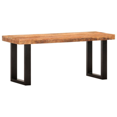 Vidaxl Bench 110 Cm Solid Rough Mango Wood And Steel