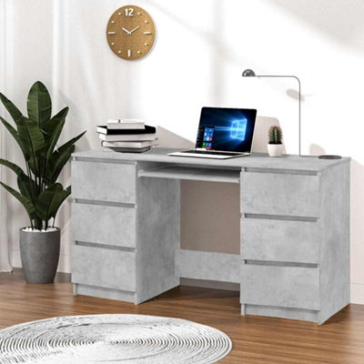 VidaXL Writing Desk - Concrete Grey - 140x50x77 cm - Engineered Wood - Image 3