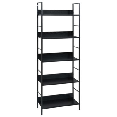 Vidaxl 5-Layer Book Shelf Black Engineered Wood Standing Shelf Book Cabinet - Image 3
