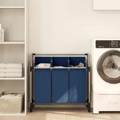 B&Q -  Laundry Sorter With 3 Bags Blue Steel