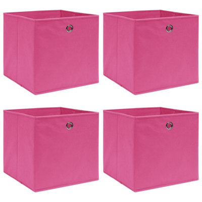 B&Q -  Storage Boxes 4 Pcs Pink 32X32X32 Cm Fabric