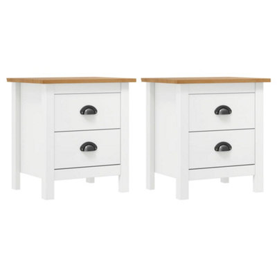 B&Q -  Bedside Cabinet Hill 2 Pcs White 46X35X49.5 Cm Solid Pine Wood