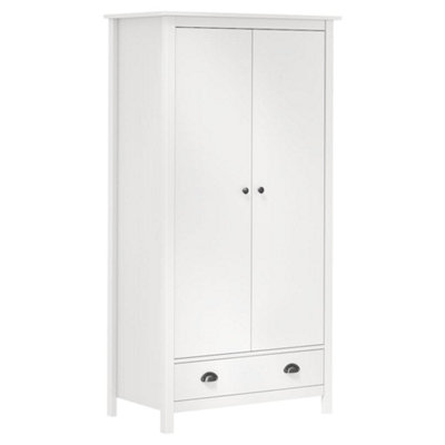 B&Q -  2-Door Wardrobe Hill White 89X50X170 Cm Solid Pine Wood Wardrobes