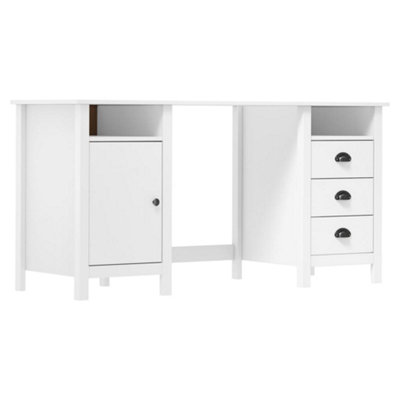 Vidaxl Desk Hill White 150X50X74 Cm Solid Pine Wood Desks from B&Q