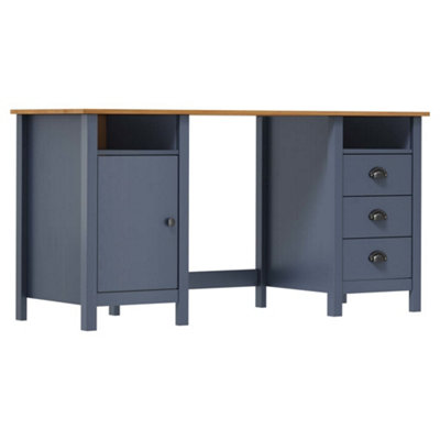 B&Q -  Desk Hill Grey 150X50X74 Cm Solid Pine Wood Desks