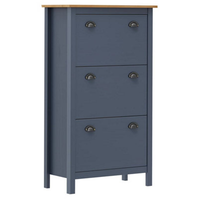 B&Q -  Shoe Cabinet Hill Grey 72X35X124 Cm Solid Pine Wood