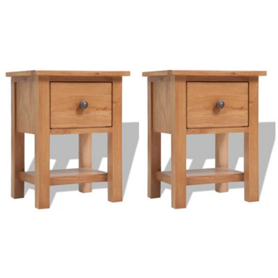B&Q -  Nightstands 2 Pcs 36X30X47 Cm Solid Oak Wood