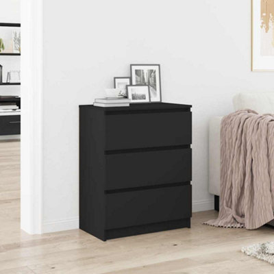 VIDAXL - Sideboard - 3 Drawer Storage Cabinet - 60x35x76 cm - Black - Image 3
