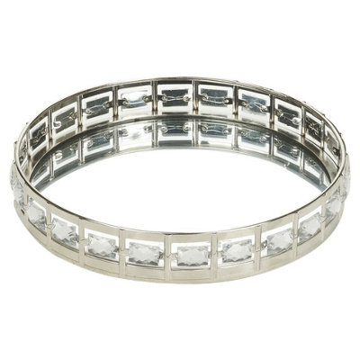 Urbn-Living Urbnliving 20Cm Round Silver Mirror Tray Candle Centrepiece Decorative Xmas Gift from B&Q