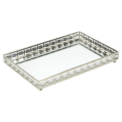 Urbn-Living Urbnliving 19Cm Length Rectangle Silver Mirror Tray Candle Centrepiece Decorative Xmas Gift from B&Q