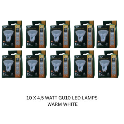 B&Q - 10 X  Gu10 Led 4.5W Warm White Lamp Downlight Spotlight Light Bulb 2700K