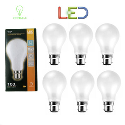 6 X Tcp Led 12W Light Bulb Lamp Bc Warm White Dimmable Bright 100W Equiv B22 from B&Q
