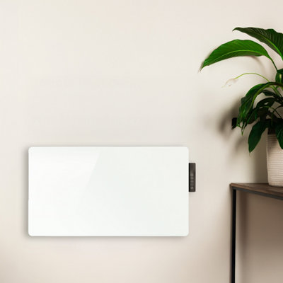 B&Q -  White Modern 2000W Glass Heater. Adjustable Schedule. Wall Mounted & Freestanding.