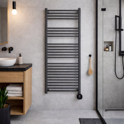 B&Q -  Contemporary Black Electric Radiator With Digital Screen (W)500mm X (H)1340mm X (D) 30mm1000W