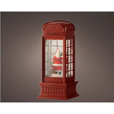 Kaemingk Led Water Spinner Snow Globe Plastic Telephone Booth Indoor Christmas Decoration L.11Cm W.11Cm H.25Cm from B&Q